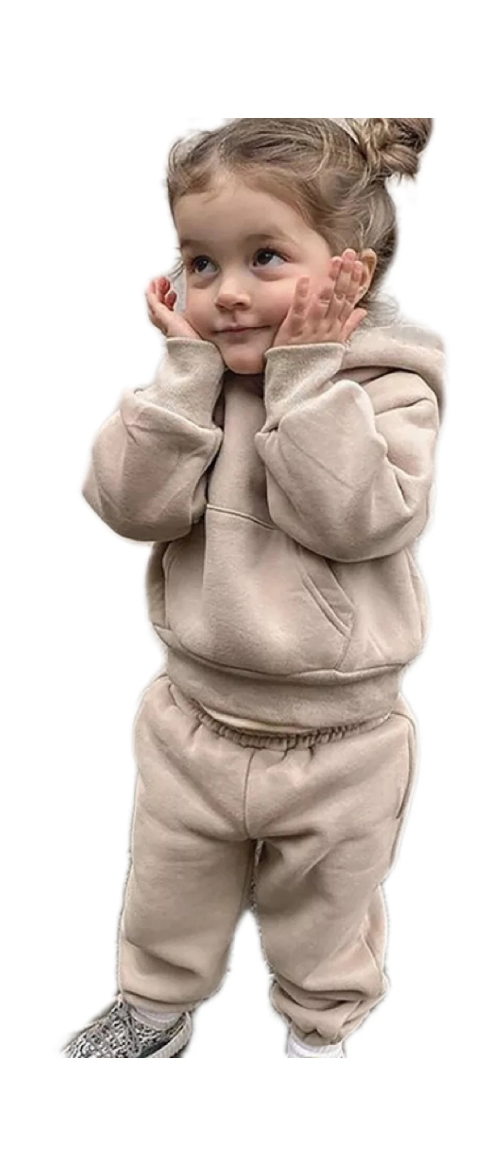 Boys and girls Korean version of the new winter suit cotton fashion simple solid color hoodie corset pants casual fleece suit