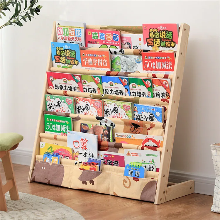 Wood Display Stand Toy Book Rack Storage Cartoon Kids Bookshelf Bookcase