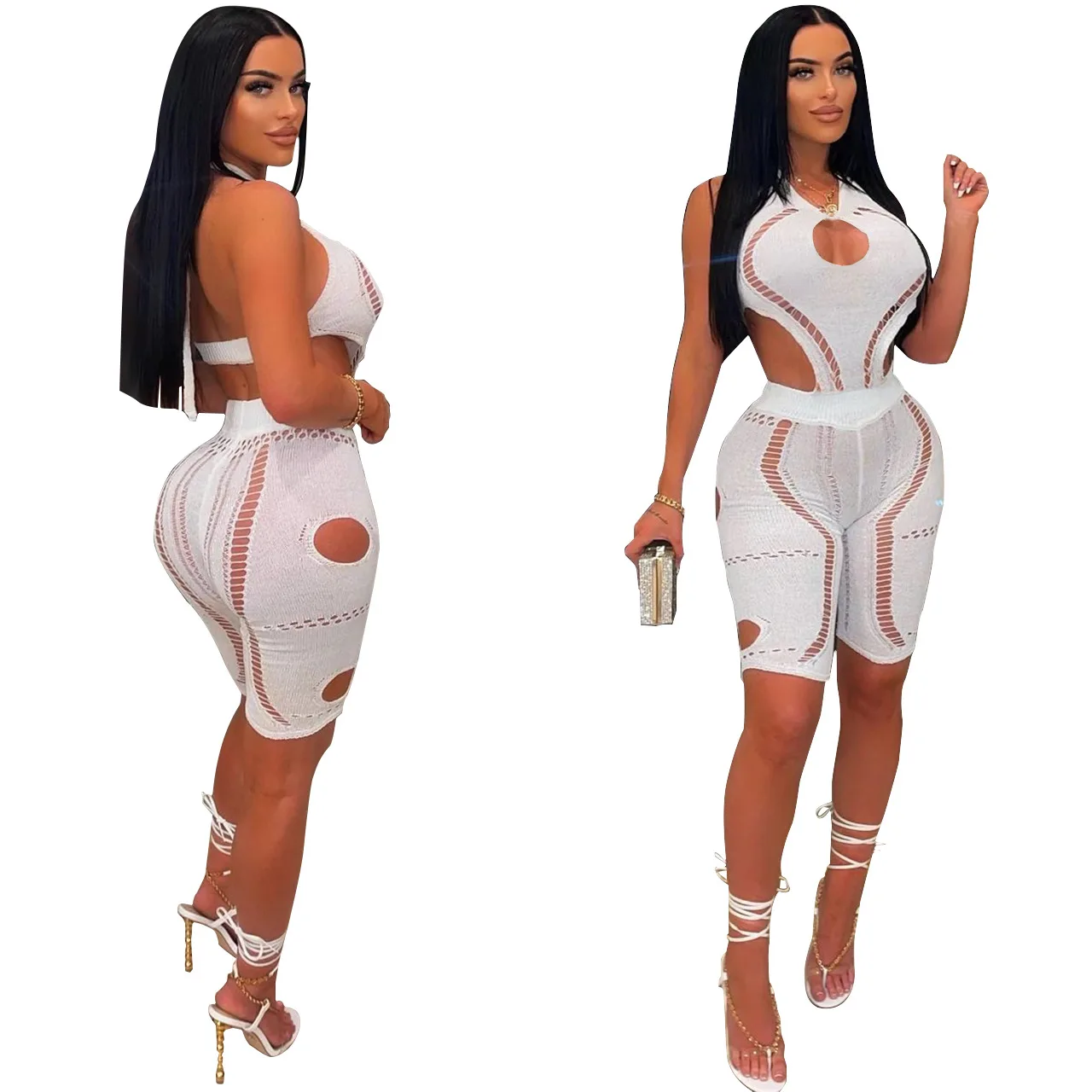Sexy Hollow Out Jumpsuits For Women Summer Women Clothing Knitted One Piece Jumpsuit Pants Women