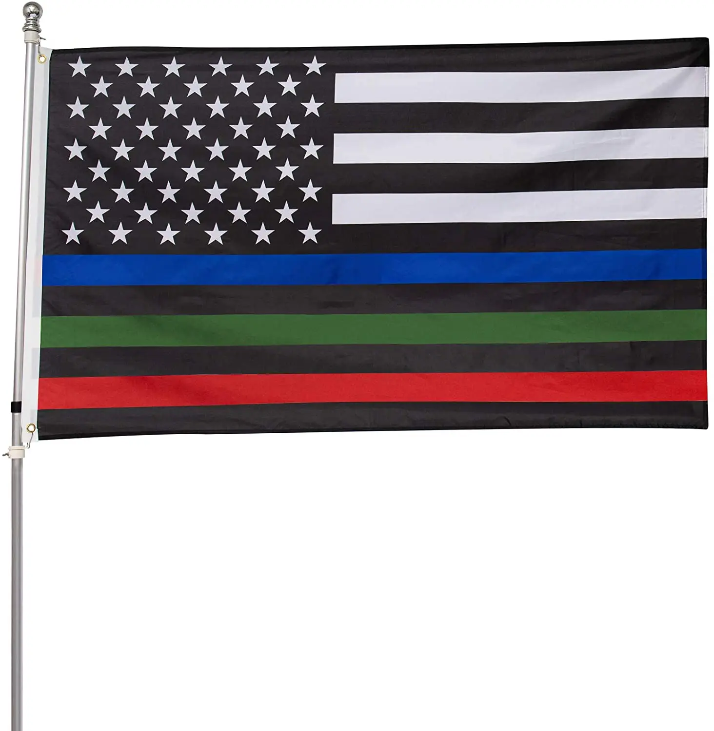 New American Thin Blue Line Police & Thin Red Line Firefighter Flag Banner