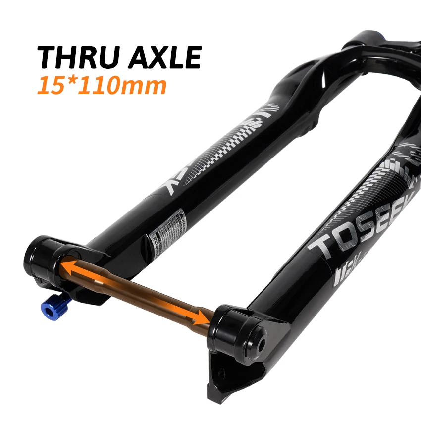 `TOSEEK TFK-SA Magnesium Alloy MTB Bicycle Fork 27.5/ 29er Thru Axle 15*110mm Mountain Bike Air Suspension Fork