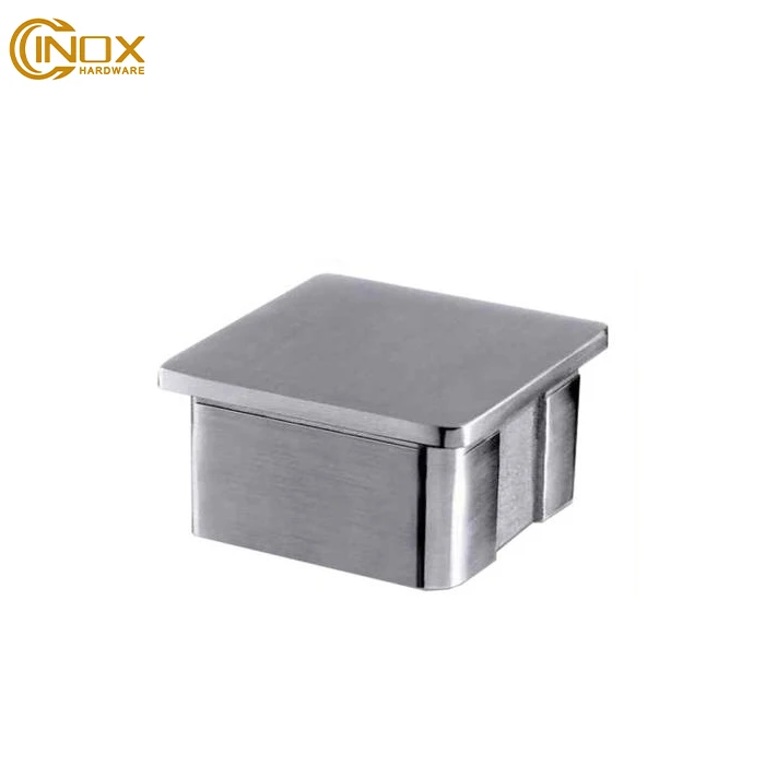 Stainless Steel C ap Rail Square Slot Tube Glass Glazing End C ap 40x40mm