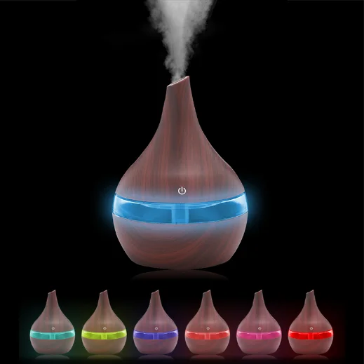 300ml wood grain Diffusers 7 color night light Mist Maker Fogger home Diffuser Air Purifier Humidifier