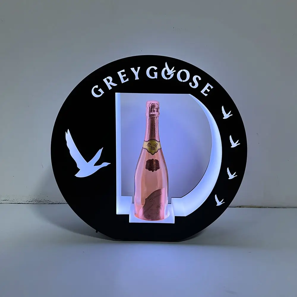 OEM Acrylic rechargeable grey goose VODKA glorifier VIP display stand rack luminous LED bottle presenter for Lounge nightclub