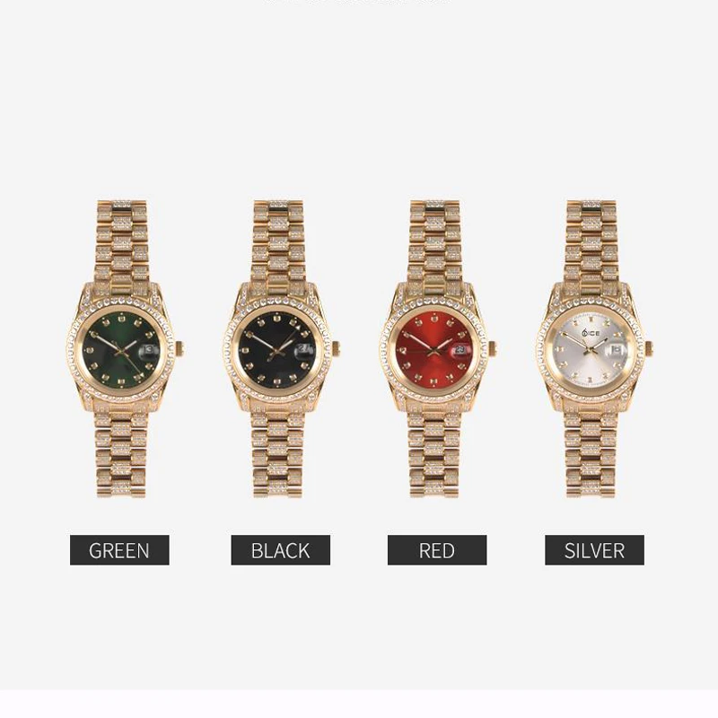 Blues OEM Japan Movement full diamond watch fashion high quality custom logo branded luxury cz Stainless Steel men Quartz watch