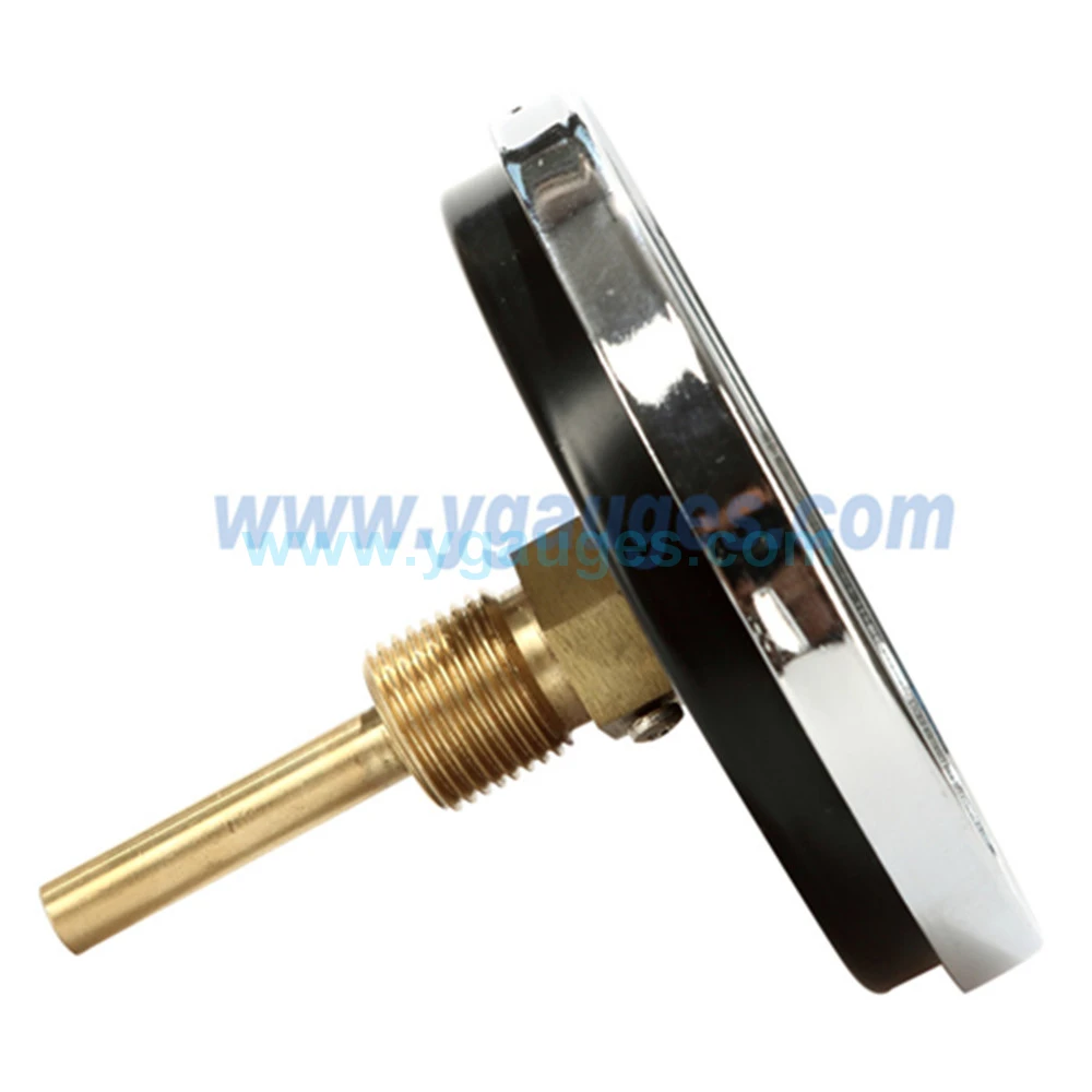 Bimetal hot water Temperature Gauge Stem with removable thermowell