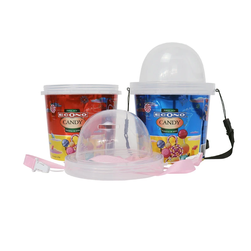 Factory Supply Food Grade Clear White Round Plastic food Bucket With Handle with Lid custom logo and colors price piggy bank