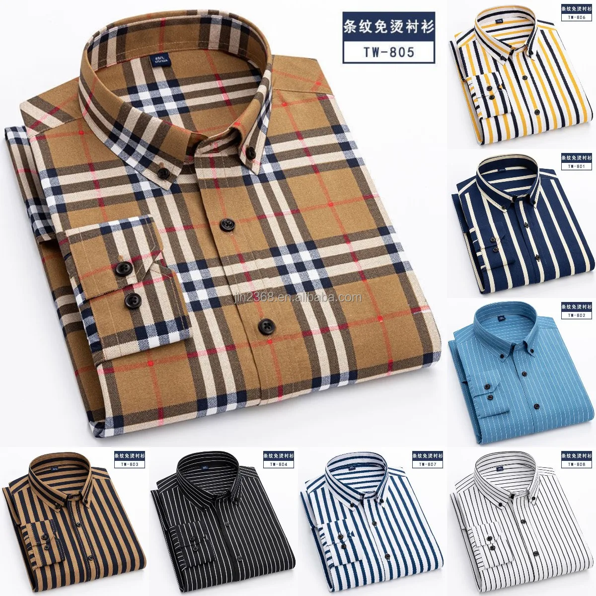 Wholesale Different Colors Polyester or 100% Cotton Mens Formal Long Sleeve Pain Solid Casual Business Dress Shirts