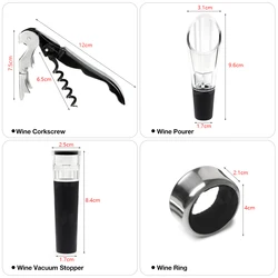 High Grade Wine Accessories Gift Set With wine opener vacuum stopper pourer ring