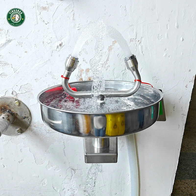 Pedestal Eyewash Station Wall Mounted Stainless Steel Emergency Eye Wash Station