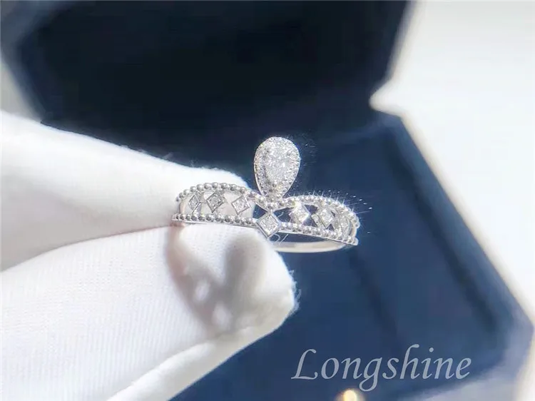 Wholesale Queen Crown Shaped High Quality Certified Diamond 18K Solid Gold Rings