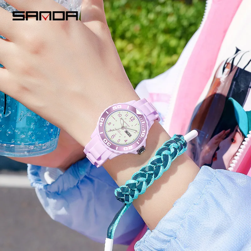 Fashion Casual Sports Quartz Watch Multifunction Dual Display Calendar Waterproof Luminous Couple Watches