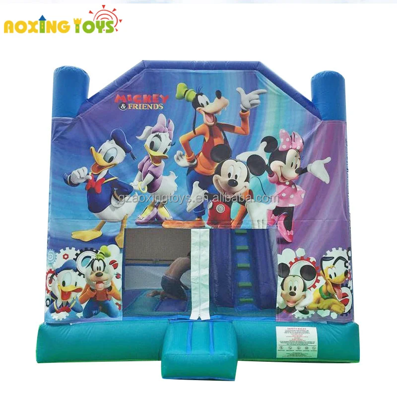 Custom Mickey Mouse Cartoon Inflatable Bouncy Castle With Slide Bounce House Commercial For Kids Party