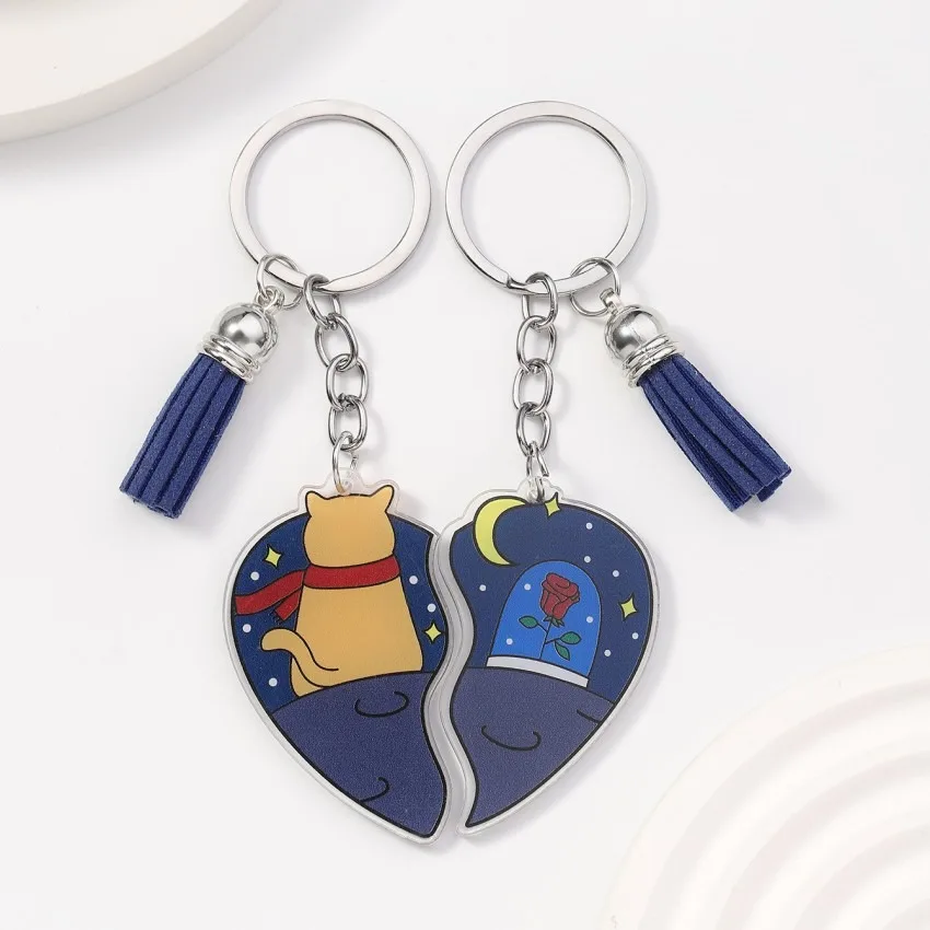 Anime Magnetic Heart Acrylic Keychain Couple Custom Couple Acrylic Keychain