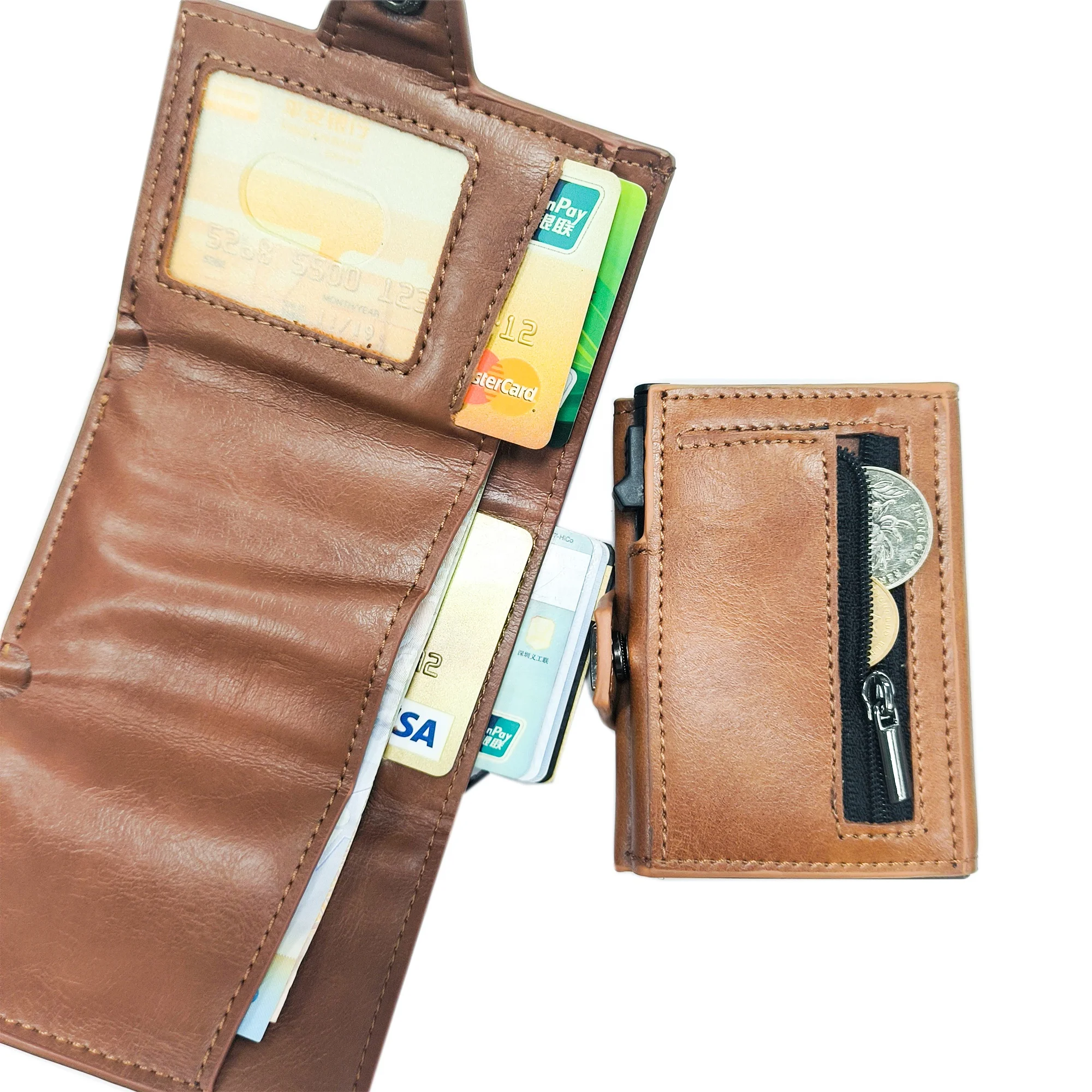 Wholesale Custom Slim Long Magnetic wallet RFID blocking aluminum money clip pop up credit card holder wallet with clip