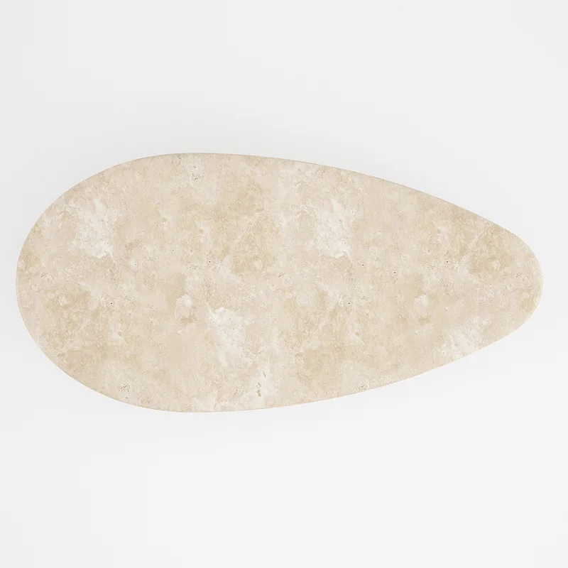 Nordic Modern Italian Style Living Room Stone Travertine Oval Coffee Table