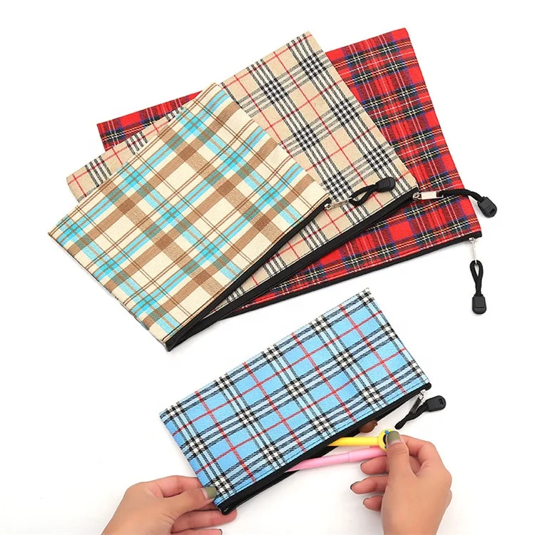 
Factory hot sale custom classic case grain leather zipper pencil bag storage caseA4 