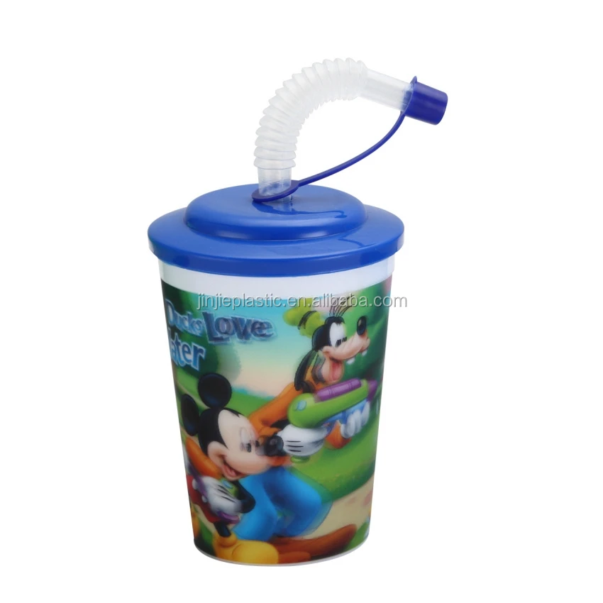 12oz, food grade, UV printing, cheap plastic straw cup with lid