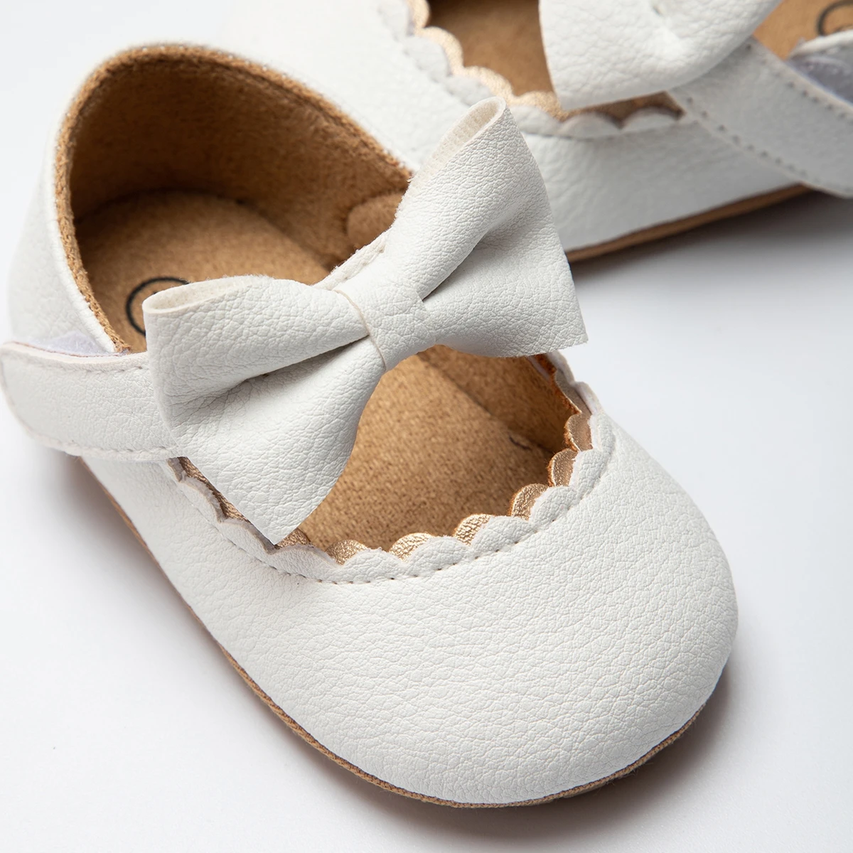 Factory Direct Bowknot Wedding Baby Dress Shoes Mary Jane PU Leather Rubber Soft Sole Baby Girl Shoes