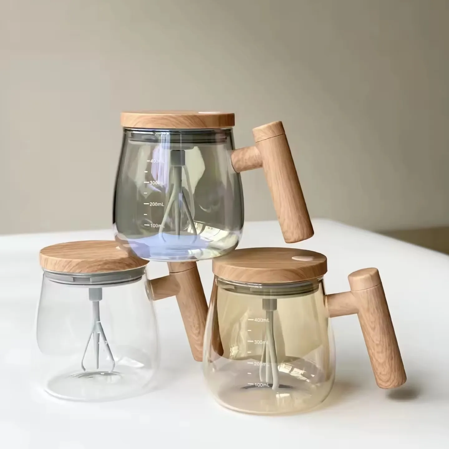 400ML Multifunctional Battery Version Fully Automatic Mixing Cup High Beauty Electric Coffee Maple Lid Handle Mixing Cup