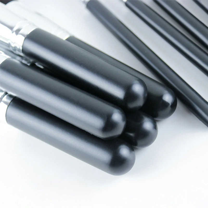 Custom Logo Cosmetic Make Up Brush Kit Cruelty Free 10pcs Classic Black Wood Handle Vegan Hair Makeup Brush Set
