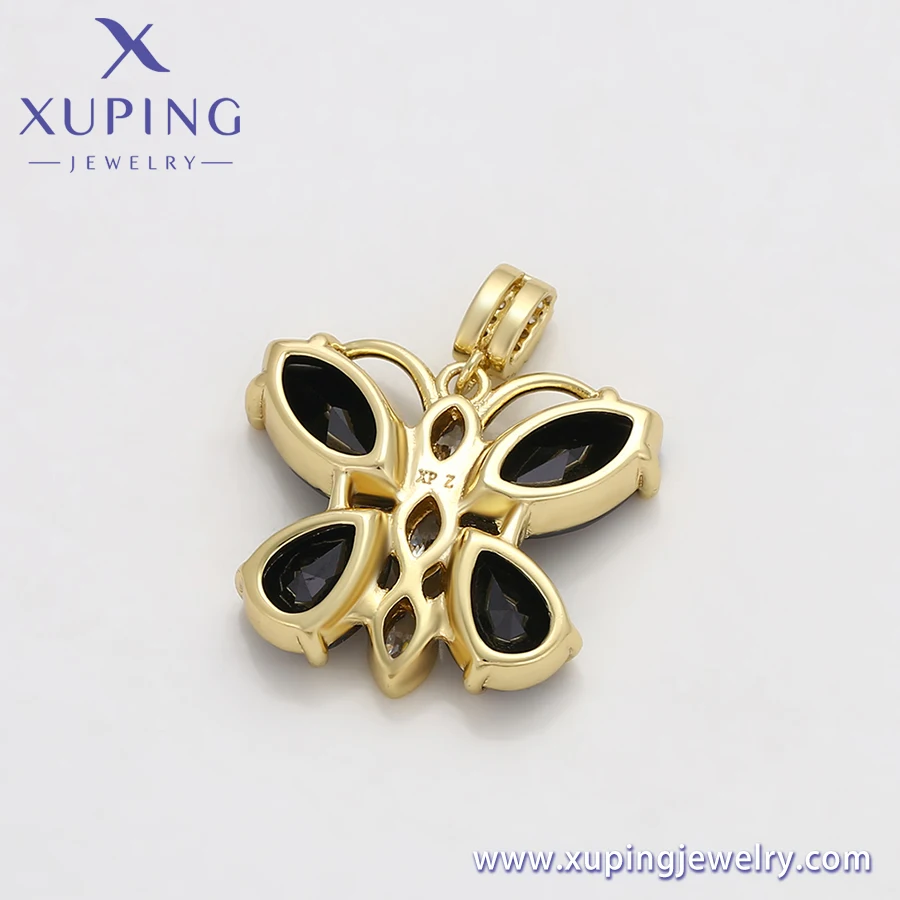 X000789045 Xuping Jewelry Fashion Pendants Butterfly With Black Diamond 14k Gold Plated Pendant Shinning For Women Girl Pendant