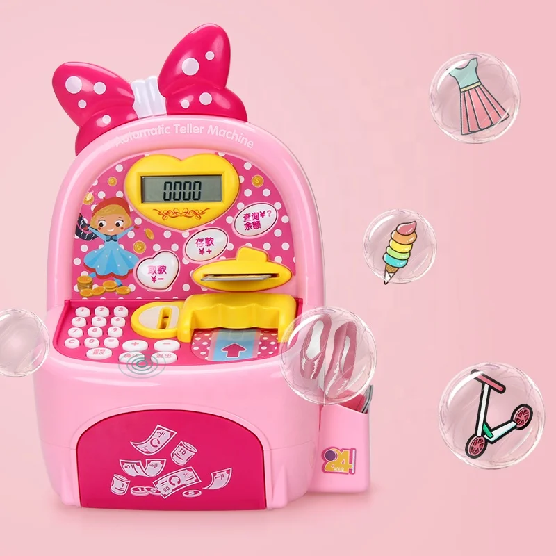 ATM Bank Toys Kids Electronic Cash Register Toy Money Banking ATM Bank Role Pretend Play Kits For Children Girls Gift Toys
