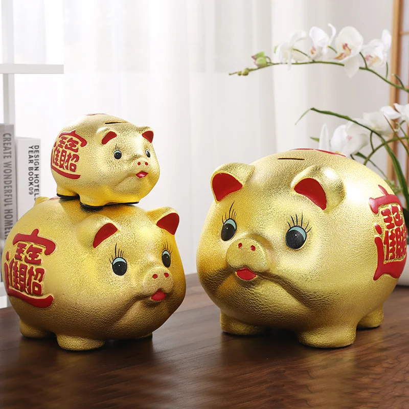 Custom Golden Pig Piggy Bank Savings And Money Saving Piggy Creative Desirable Large Capacity