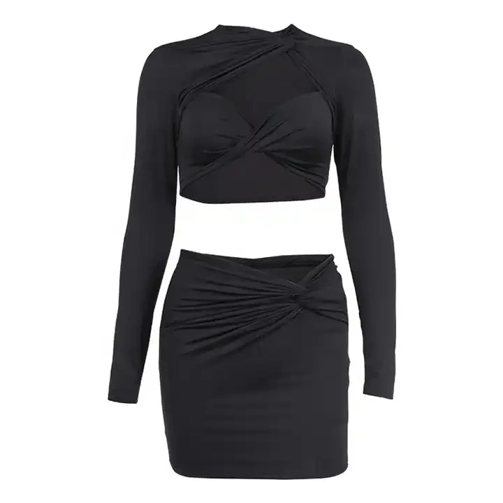 2023 custom lady summer fashion designer bulk clothes sexy party tops skirt dress 2 two piece women sets clothing manufacturers