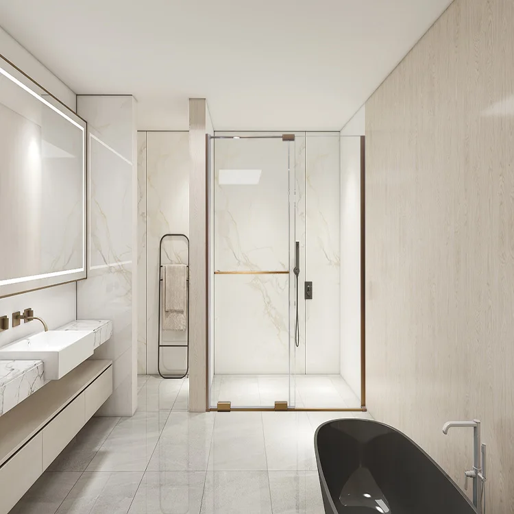 New design bathroom glass sliding doors shower Shower Enclosure Bathroom Single sliding Golden Shower Doors  tempered glas