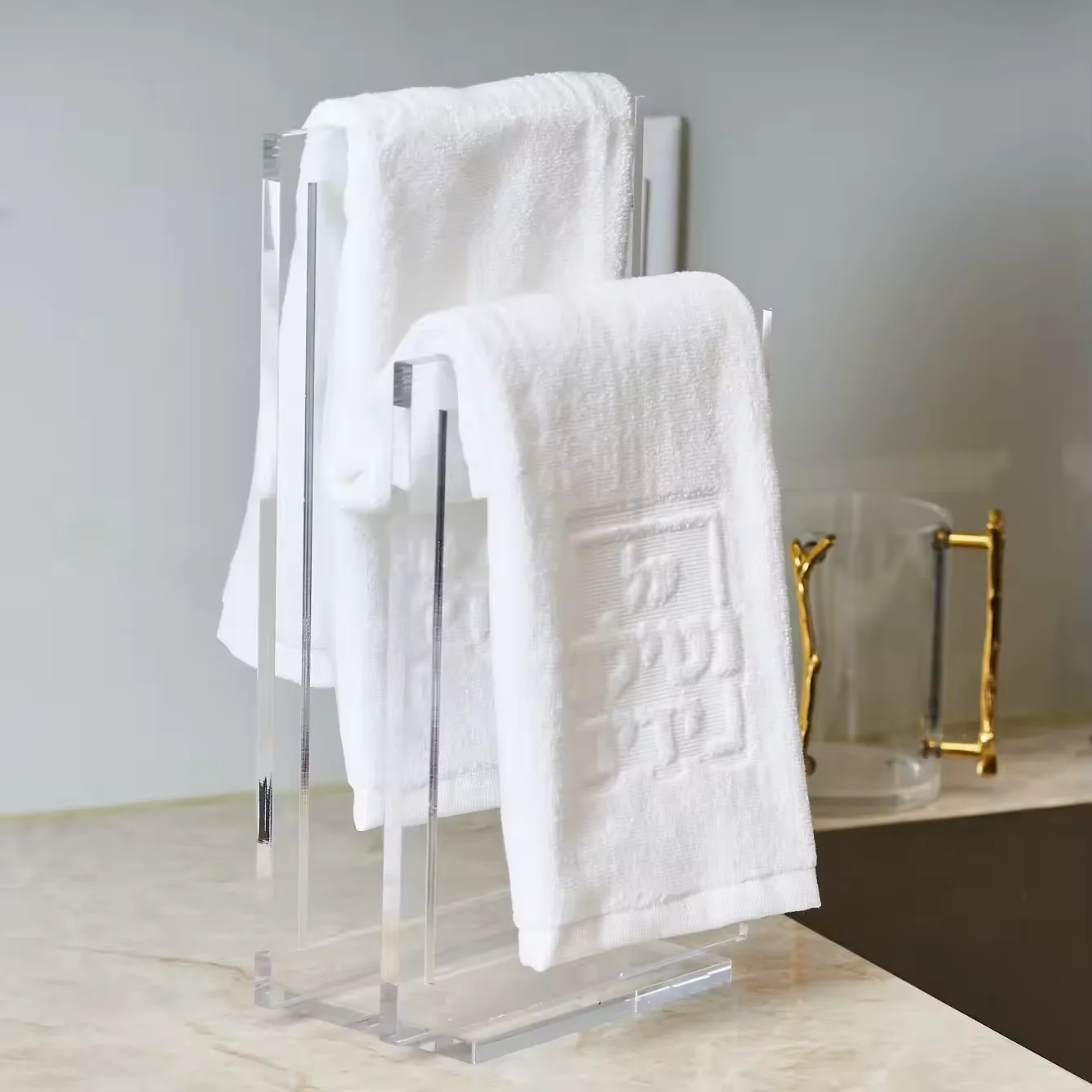 Factory Custom Waterdale Collection Shabbos Jewish Acrylic Towel Rack Stand Shabbat Judaica Lucite Finger Towel Stand Judaism