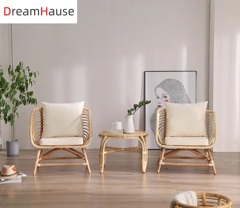 Плетеный одинарный диван-стул из настоящего ротанга dreamhome дизайнерский стул ручной работы для гостиной балкона внутреннего дворика и