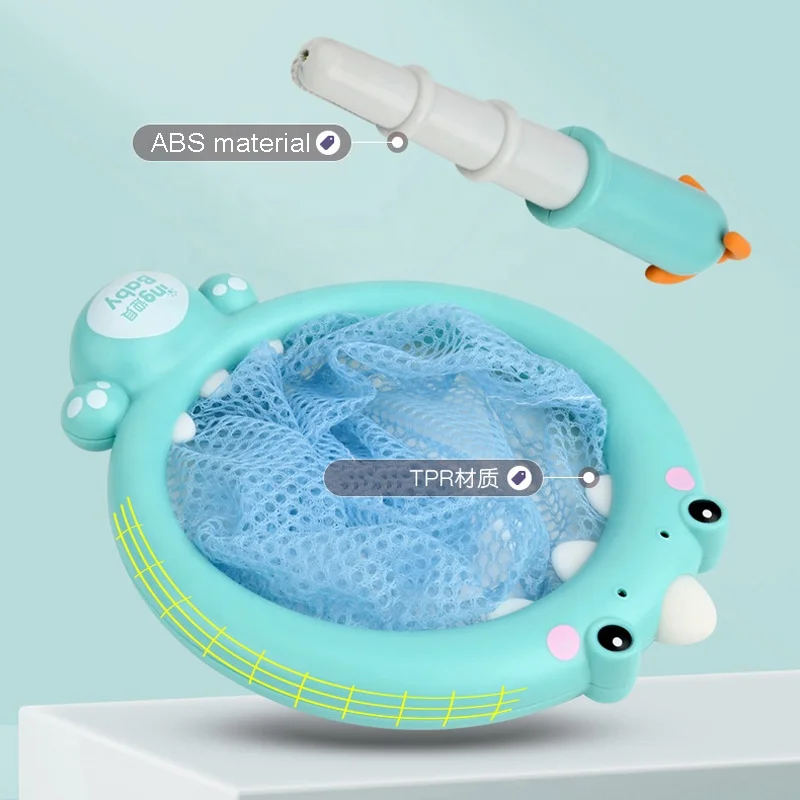 Summer fun kids dinosaur fishing net set bathtub pool fishing bath toy 3 in 1 baby bath time catch octopus shooting basket game