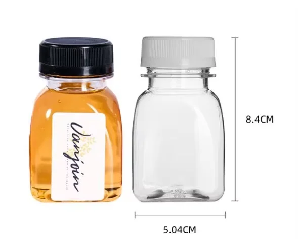 Reusable 100 ml 3.4 oz  Ginger Shot Bottles with Caps Custom Label and Logo Smoothie Juice Beverage Bottles