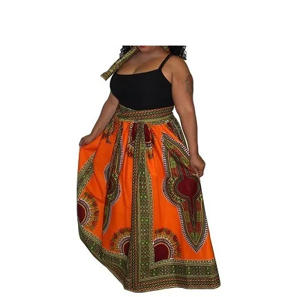V R CRAFTS Manufacturer of Women Skirt African Print Ankara Dashiki Bohemian High waist Pleated A Line Maxi Flare Skirt
