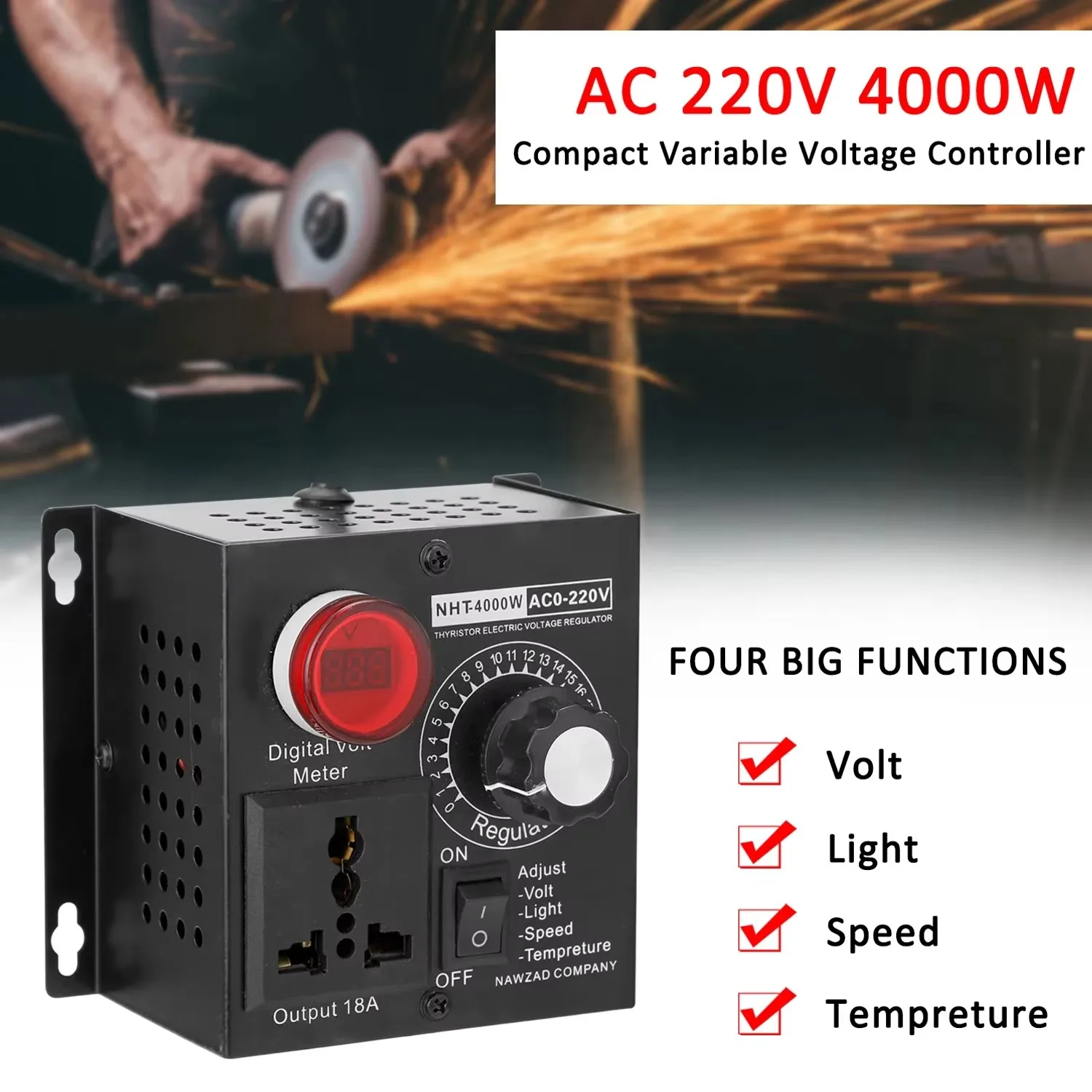 Новый регулятор напряжения AC220V 4000 Вт компактный переменного портативный скорости температуры лампы Регулируемый диммер