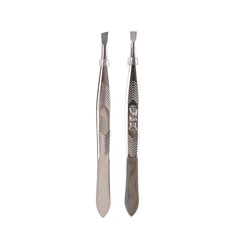 wholesale Amazon hot selling new design silver stainless steel makeup tools eyebrow tweezers for women