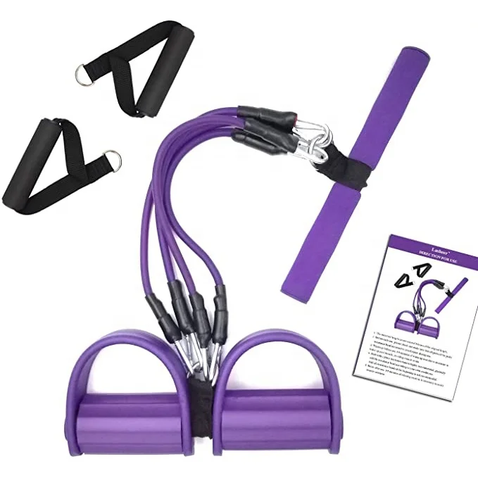 Resistance Bands With Handle Kit 4 Tube Elastic Pedal Sit Up Pull Rope Bodybuilding Expander Slimming Training Gym Fitness Sets