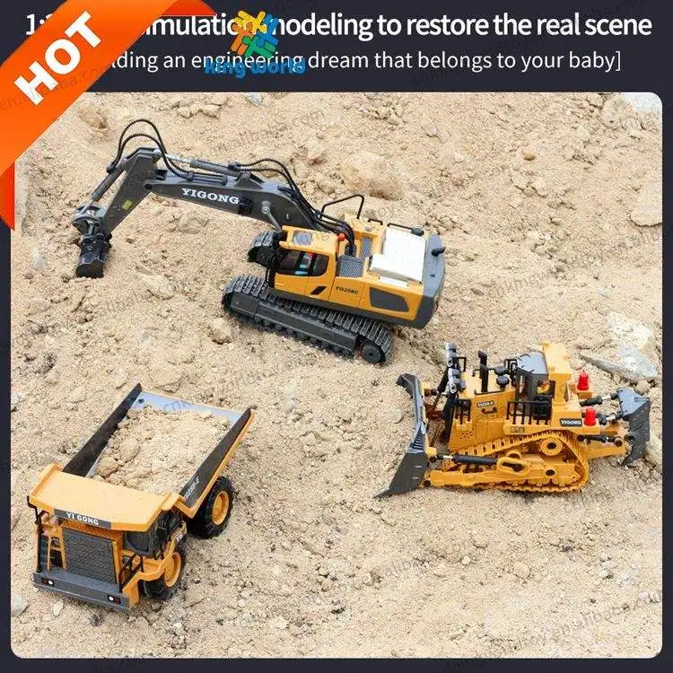1/20 RC Truck 11CH Alloy Engineering Technique Vehicle Lights Excavator 2.4G Die-Cast RC Construction Excavator RC Truck