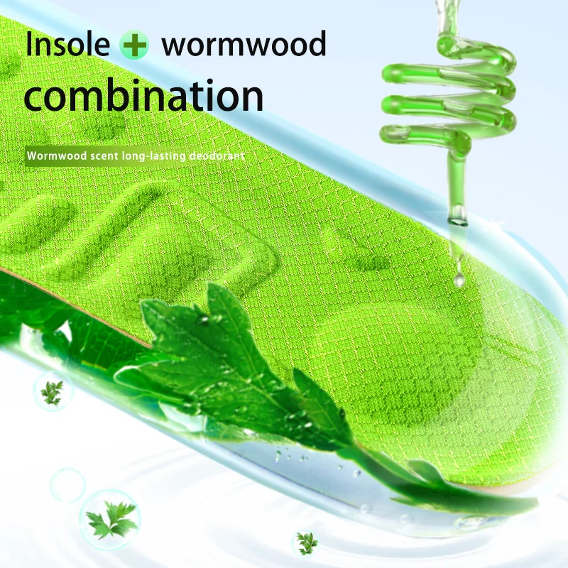 Wholesale/custom Sports insoles with mugwort to prevent odor absorb sweat eliminate odor Shock absorbing massage feet soft pads