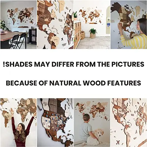 Custom Wholesale map wall art decor 3d wooden world map puzzle for Home & Kitchen or Office