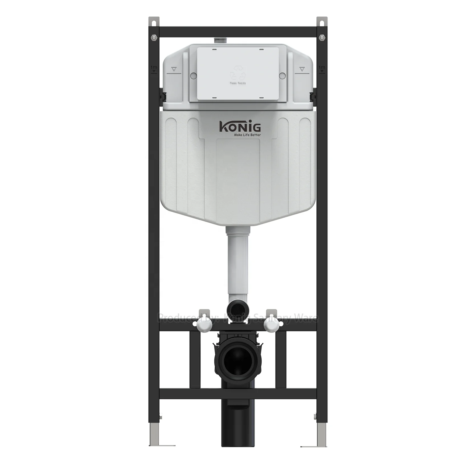 Thickness of cistern 80mm concealed in wall with universal frame for wall-hung WC with dual flush