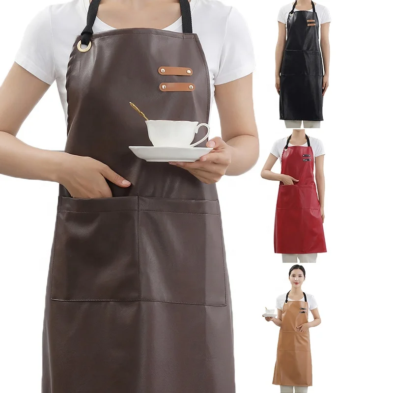 Custom Fashion Waterproof Coffee Bar Barista Full Bib Apron with Webbing Strap