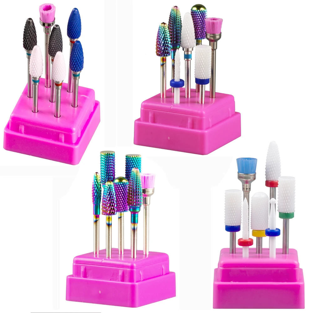 7 шт керамический Карбид фрез для маникюра/педикюра комплект 3/32 «Фрезер маникюра ротационных напильников из кутикулы Биты Сверла аксессуары (9 стилей)