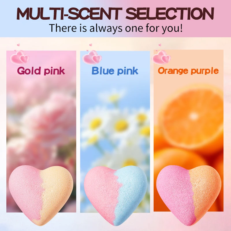 OEM SADOER Private Label Heart Shaped Bath Bomb Deep Cleans Body Bath Body Care Shower Gel Body Wash Bath Bomb