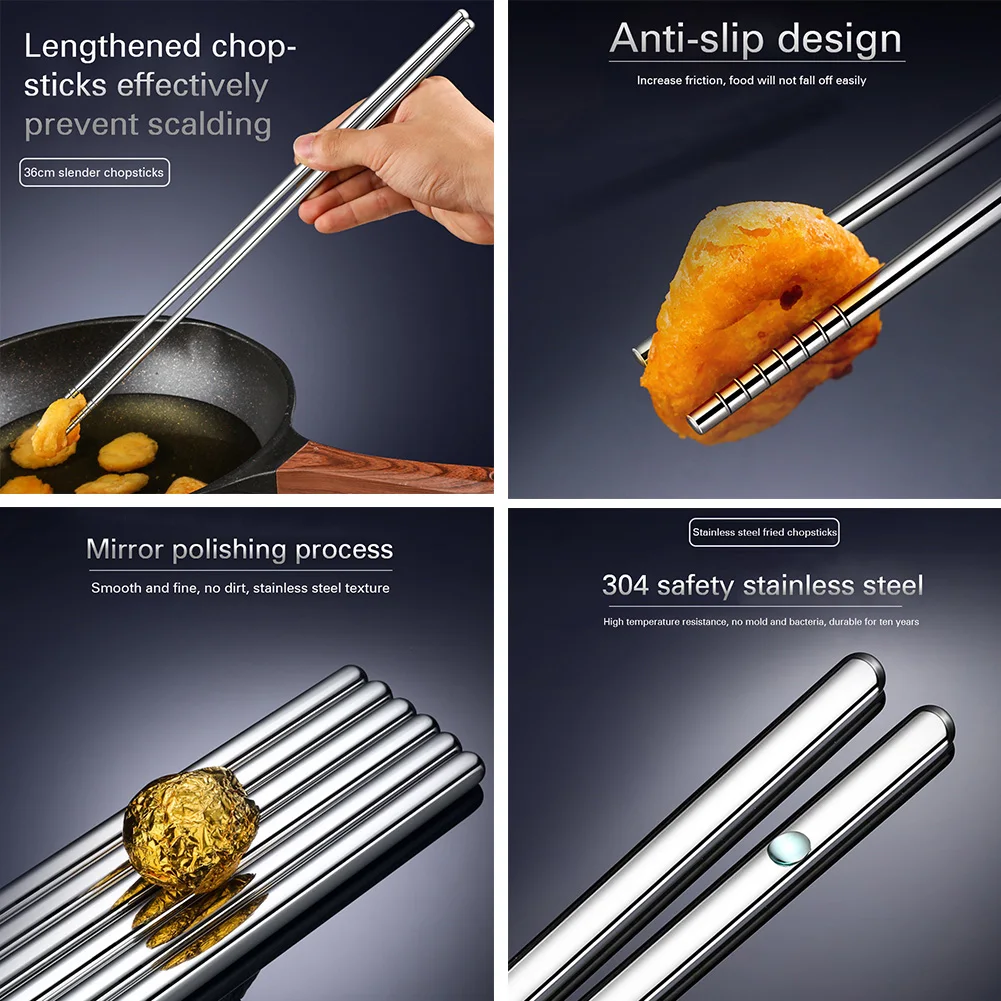 Custom 304 Stainless Steel Metal Hot Pot Ramen Japanese Noodle Long Chopsticks