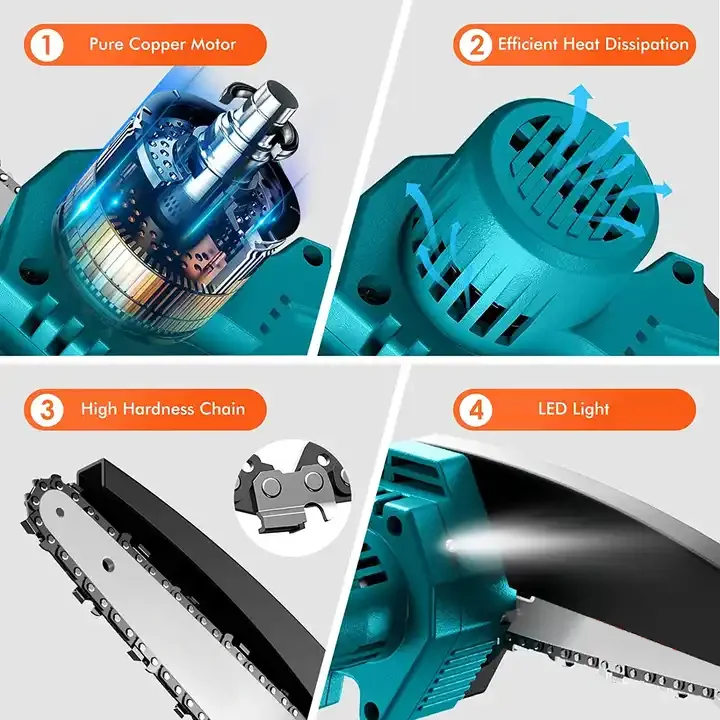 Mini Chainsaw 6-inch Battery Chainsaw 12 Pc Tool Set Seesii Mini Chainsaw Cordless with Batteries Handheld Safety Lock for Tree