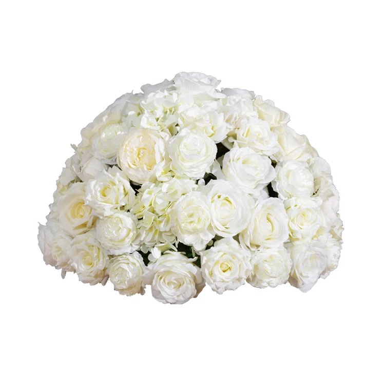 Hot Sale Decorative White Silk Rose Artificial Flowers Ball Centerpiece For Wedding Party Event Decor