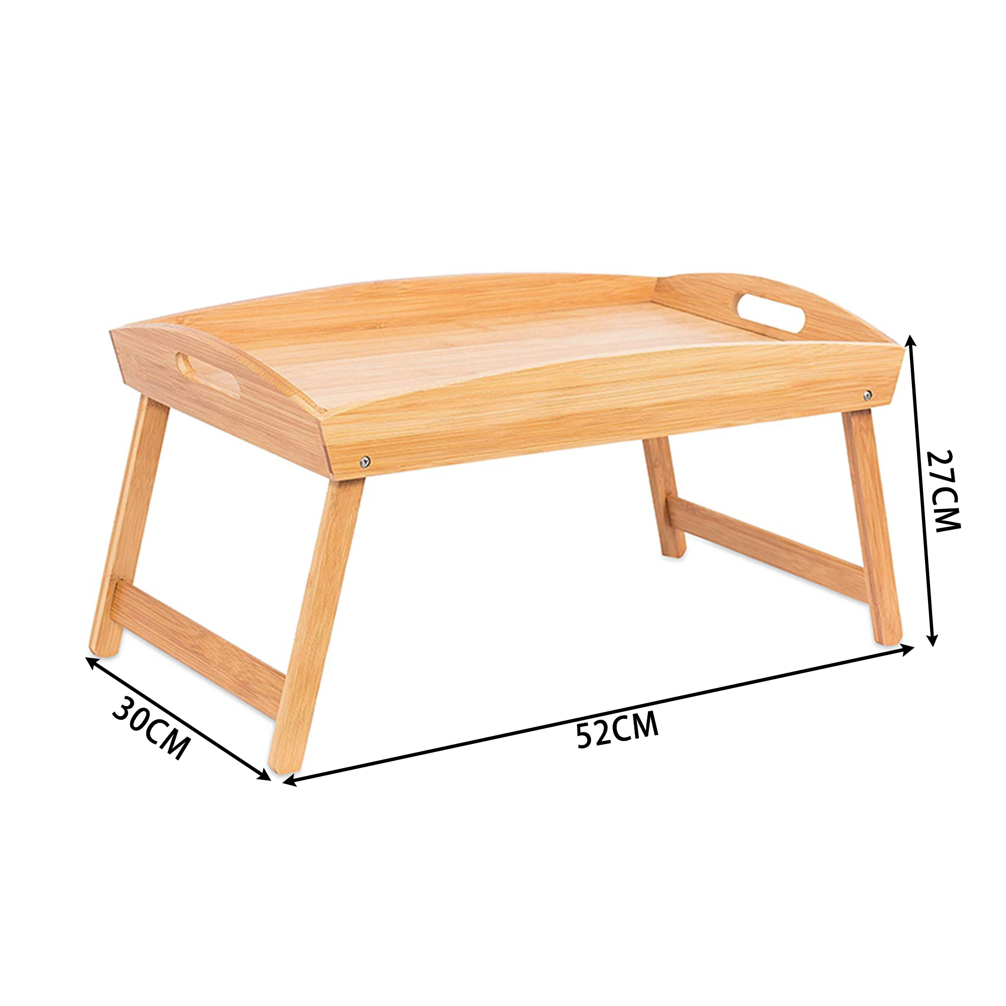 Natural Eco-Friendly Bamboo Wooden Serving Tray Adjustable Bed Table Breakfast Trays With Foldable Legs
