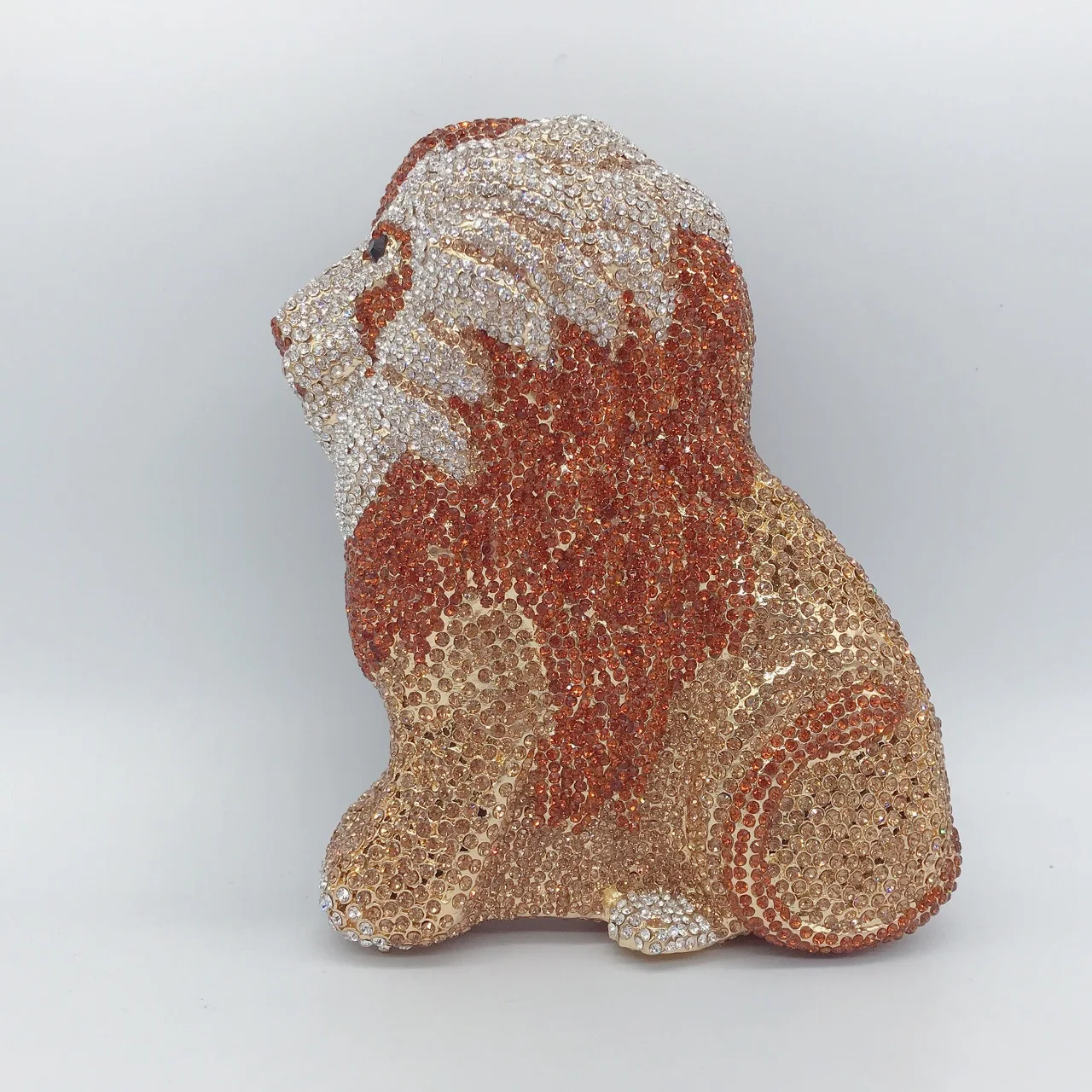 China Factory Wholesales Luxury Fully Crystal Rhinestone Clutch Evening Bag For Formal Party 3D Lion Diamond Purse